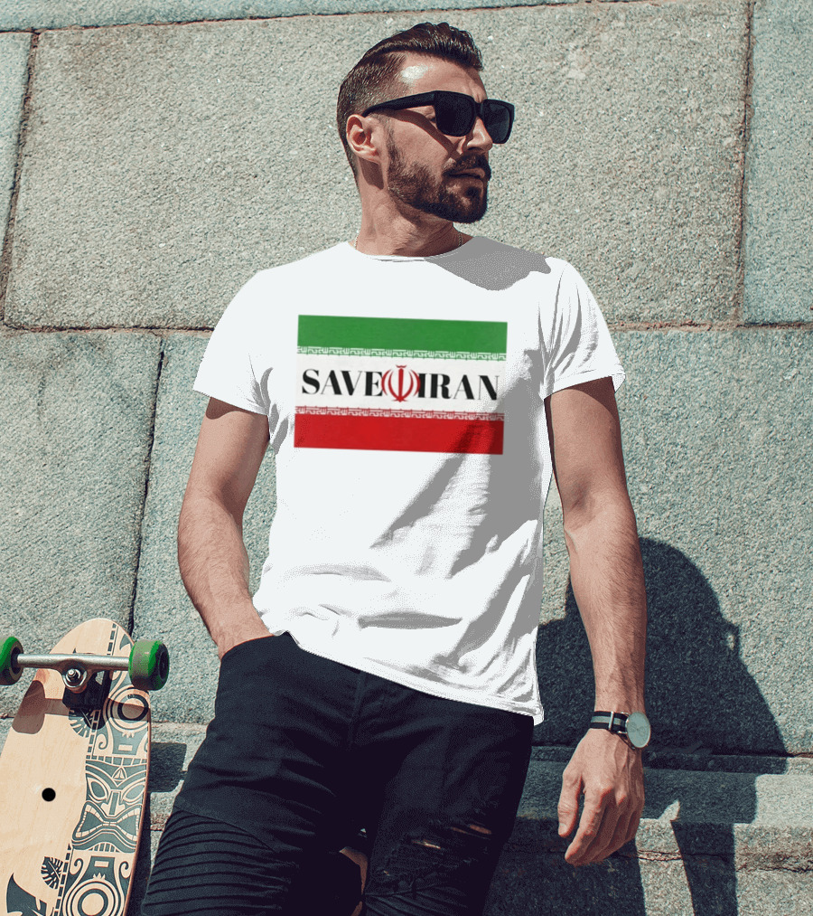 Save Iran National Symbol Emblem Green White Red T-Shirt