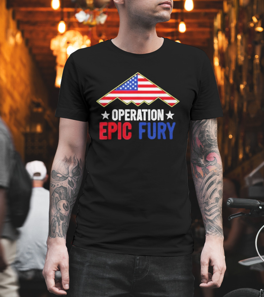 Operation Epic Fury 2026 American Flag Motif T-Shirt