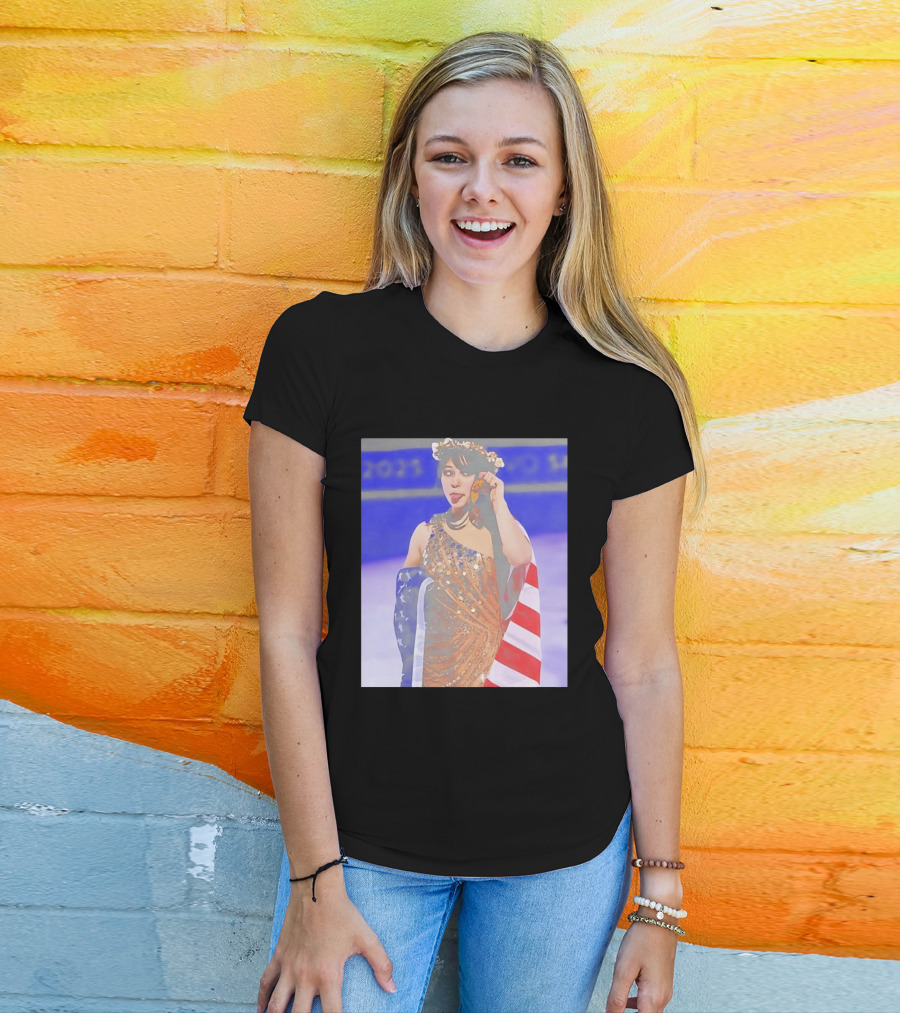 Alysa Liu Gold Medal USA Team Celebration With American Flag T-Shirt