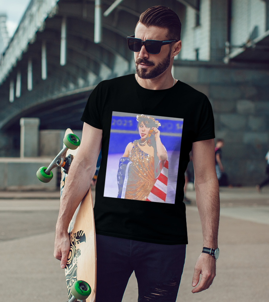 Alysa Liu Gold Medal USA Team Celebration With American Flag T-Shirt