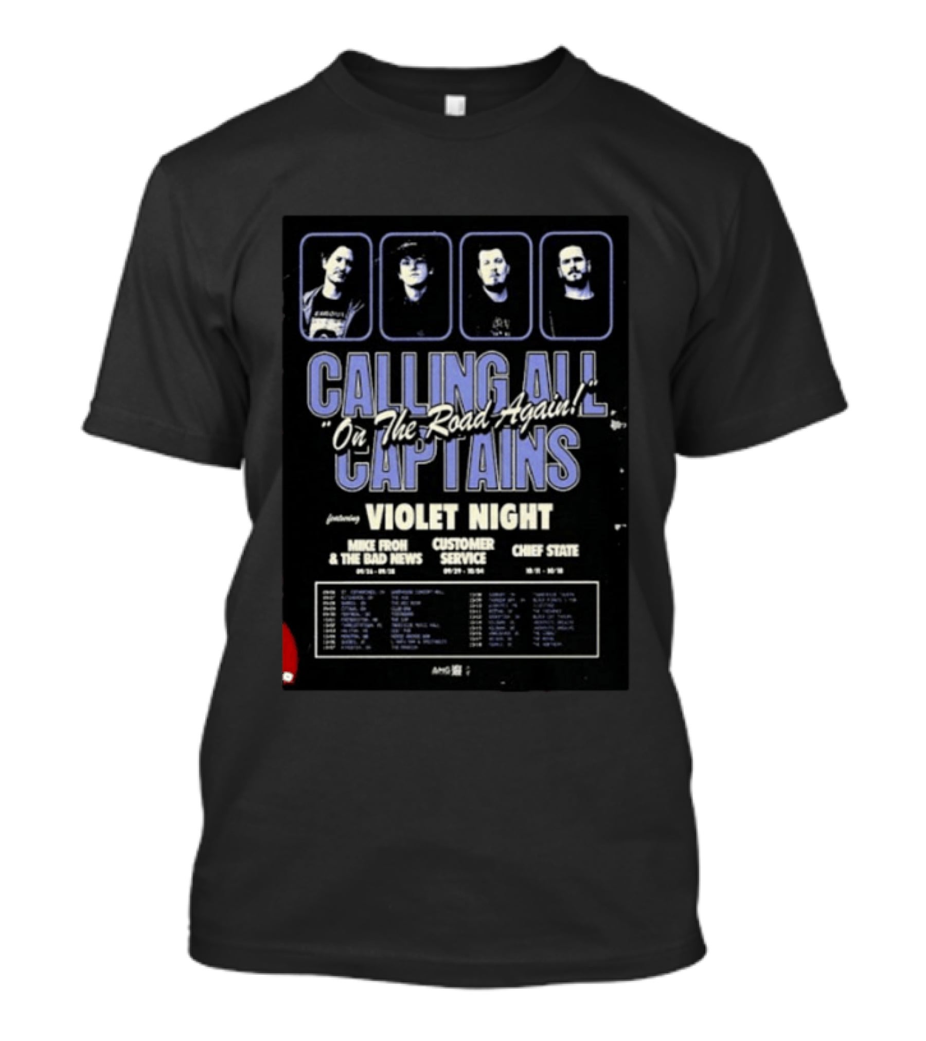 Calling All Captains On The Road Again Tour 2025 Violet Night Mike Froh The Bad News Customer Service Chief State T-Shirt