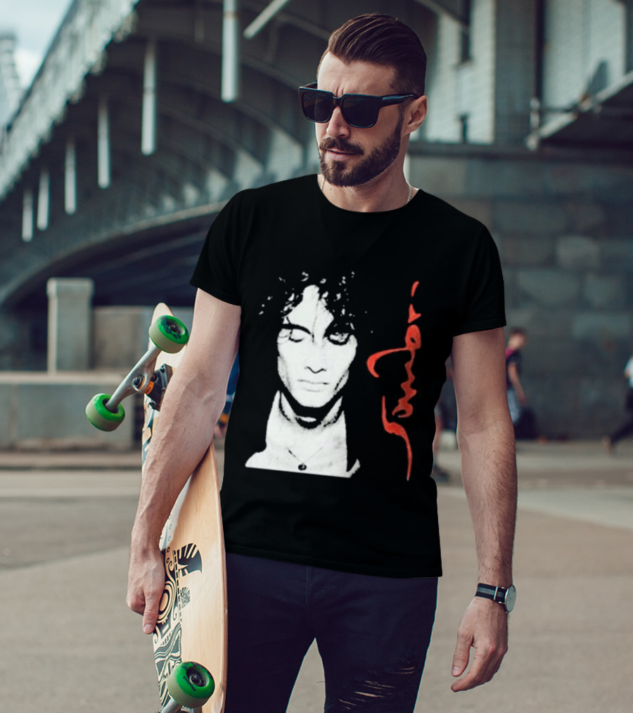 Sombr Facecard Tea Abstract Monochrome Red Accents T-Shirt
