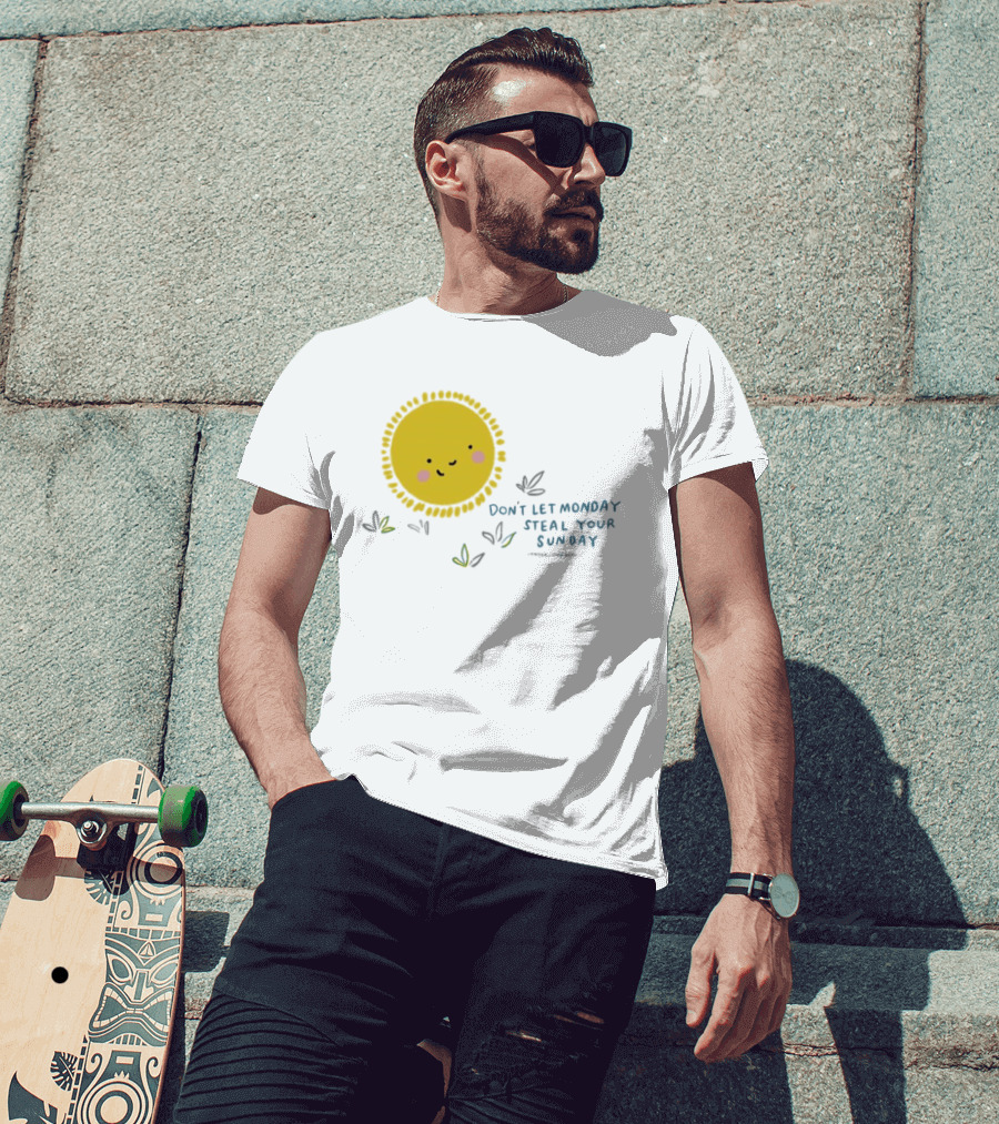 Wonder Doodles Sun Face Don't Let Monday Steal Your Sunday T-Shirt