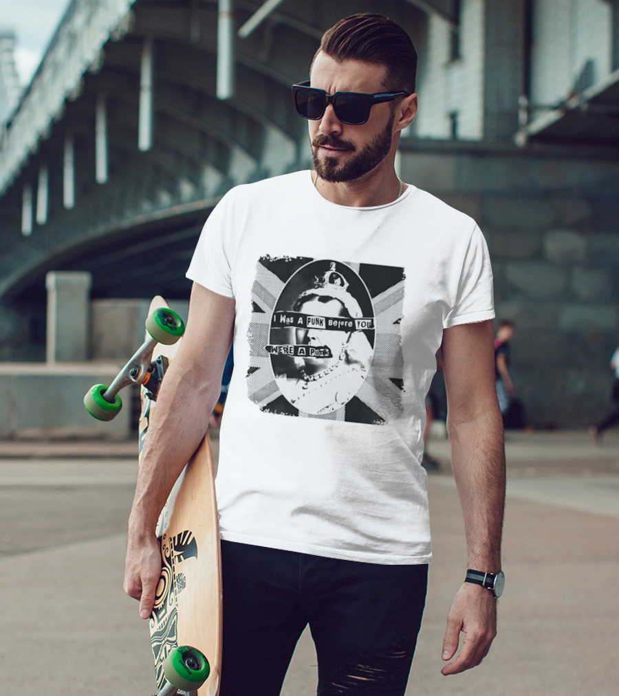 I Was A Punk Before You Were A Punk Queen Collage British Flag T-Shirt