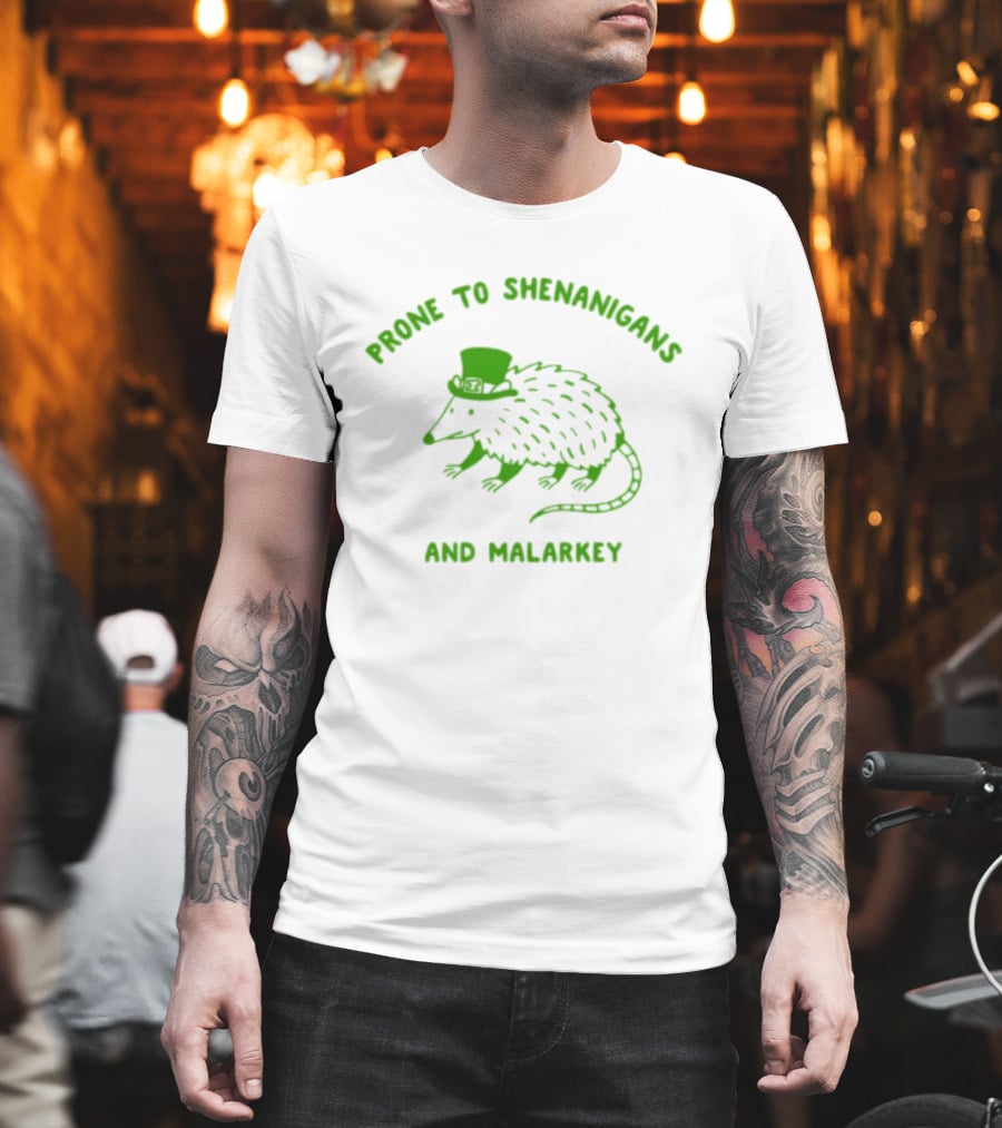 Prone to Shenanigans and Malarkey Opossum with Top Hat T-Shirt