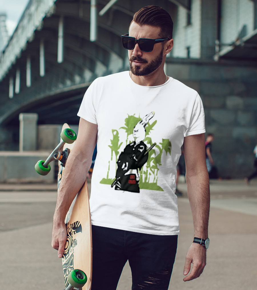 Samurai Rabbit Jeremy Peep Show Bamboo Warrior T-Shirt
