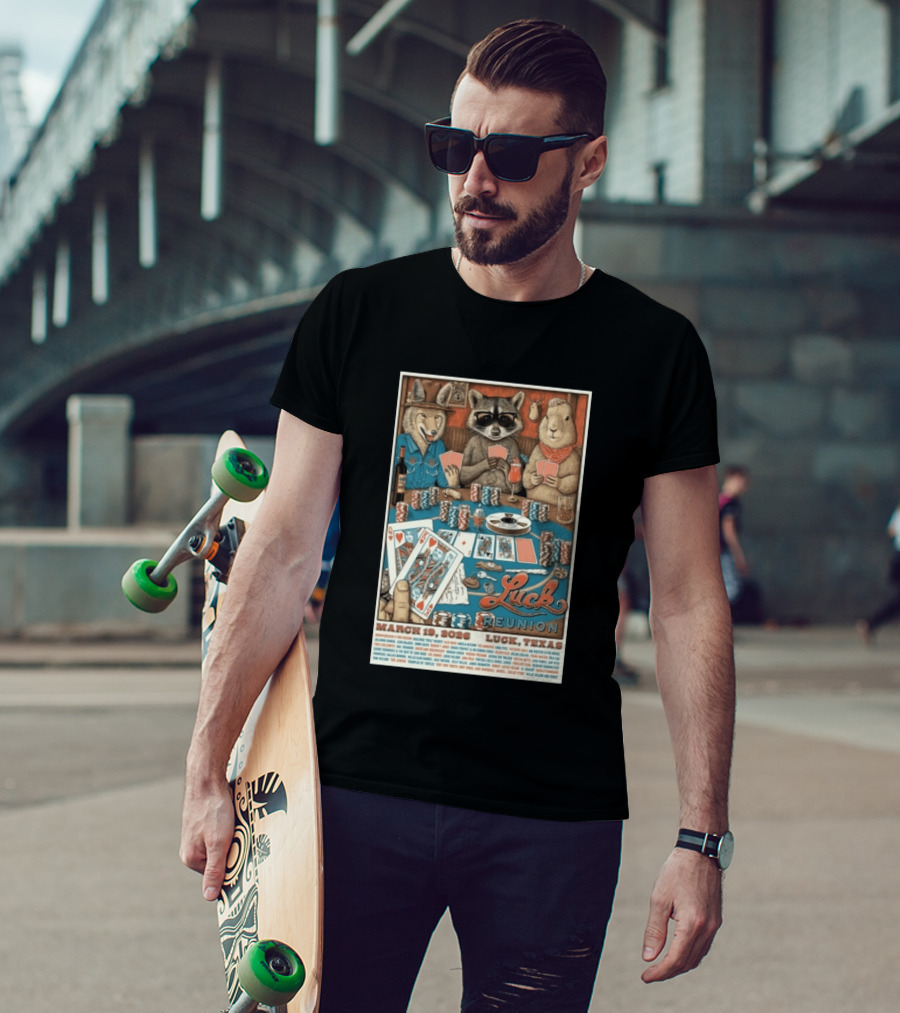 Luck Reunion March 19 2026 Luck Texas Poker Animals T-Shirt
