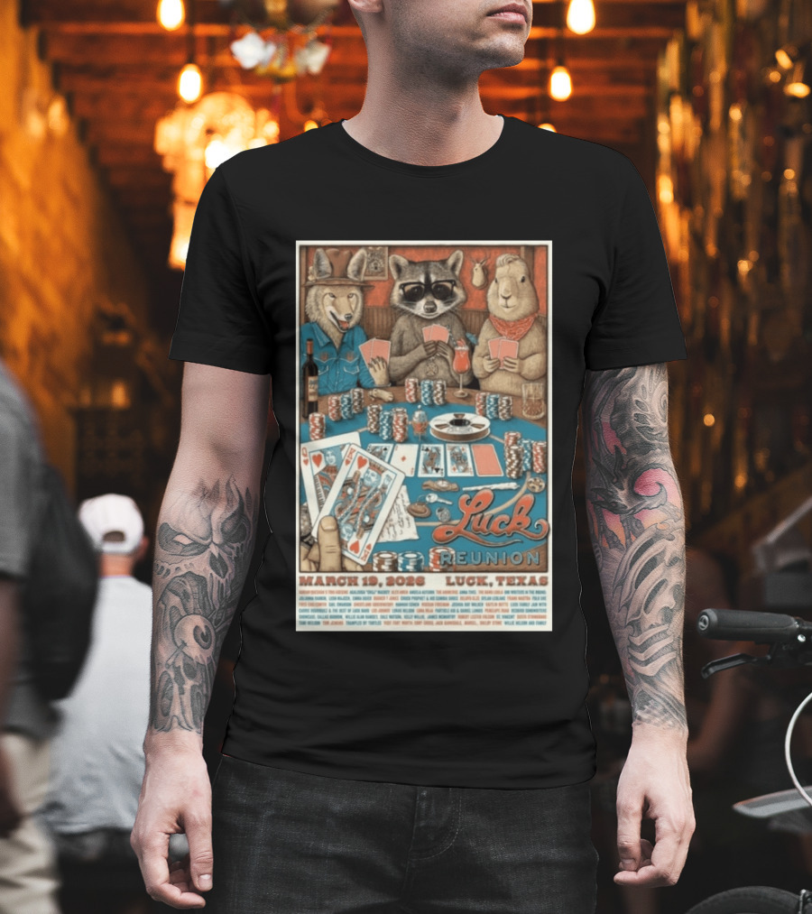 Luck Reunion March 19 2026 Luck Texas Poker Animals T-Shirt