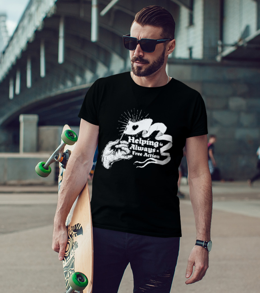Mcelroy Helping Always Free Action Heart Banner Radiant T-Shirt