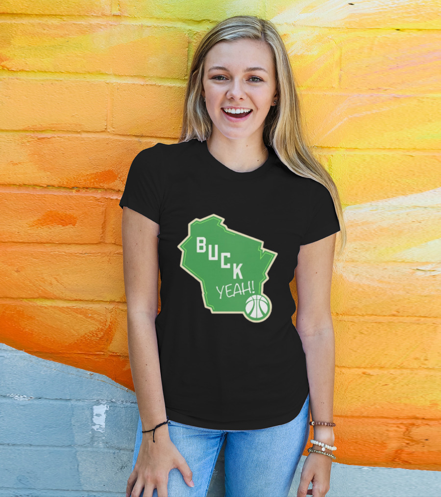 Buck Yeah Milwaukee Basketball Green Map T-Shirt