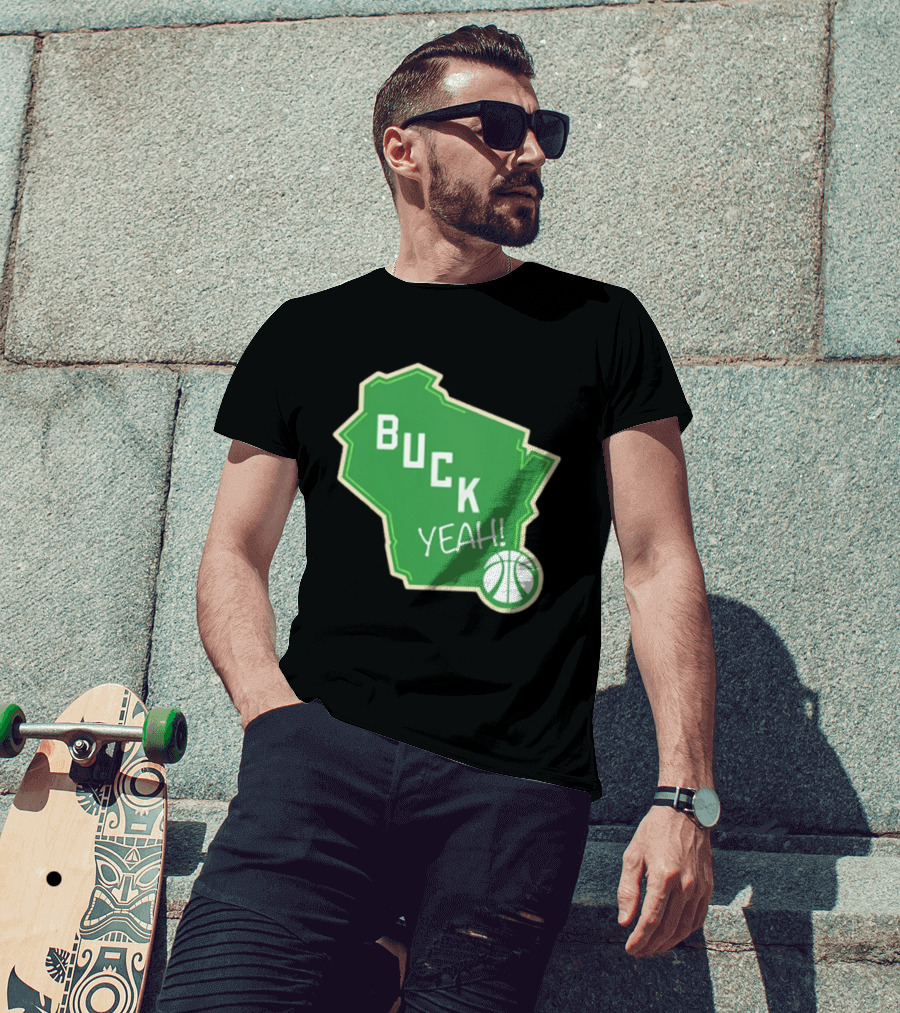 Buck Yeah Milwaukee Basketball Green Map T-Shirt