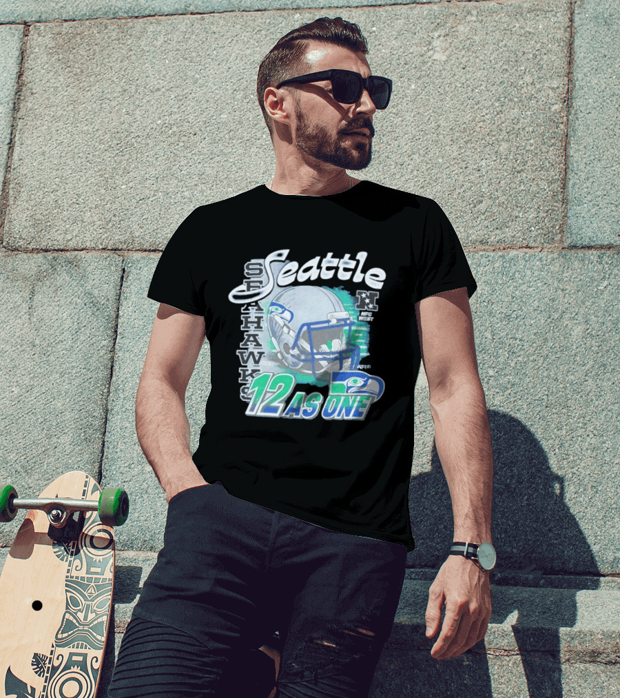 Seattle Seahawks Helmet 12 As One NFC West T-Shirt