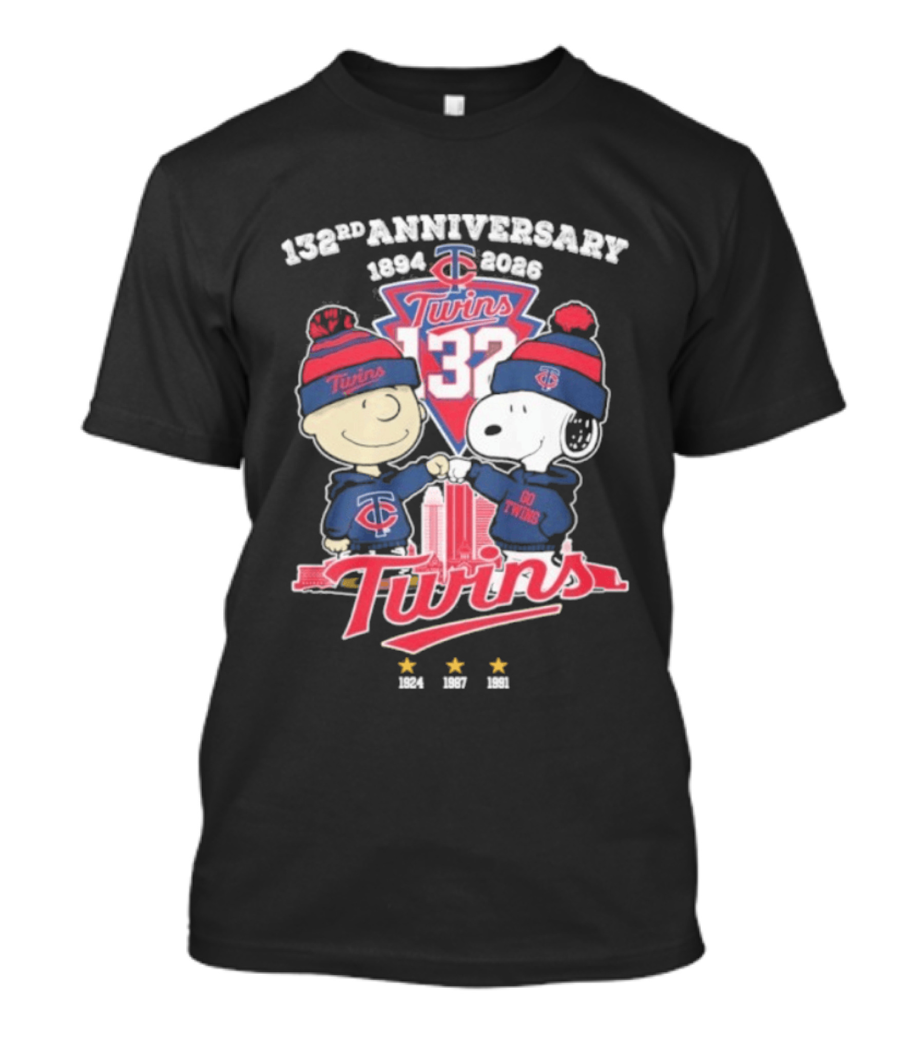 Peanuts Fistbump Minnesota Twins 132nd Anniversary 1894 2026 T-Shirt