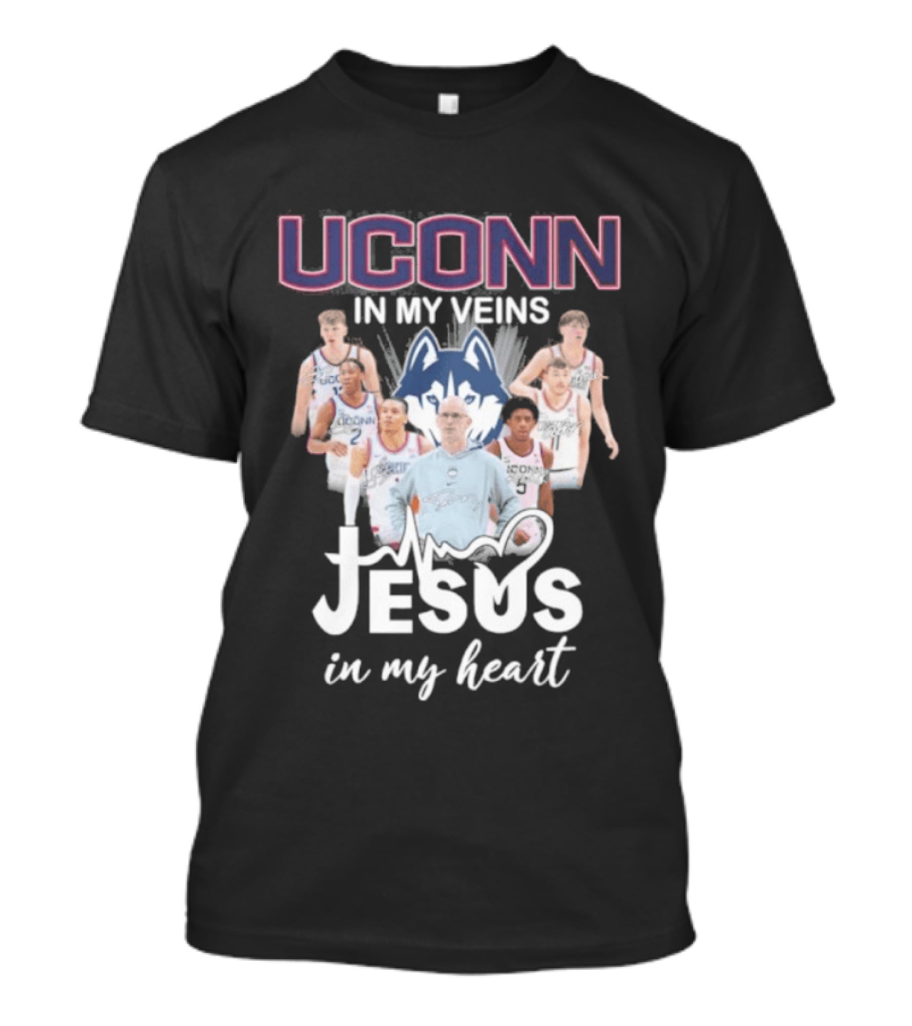 Uconn Huskies Basketball In My Veins Jesus In My Heart T-Shirt