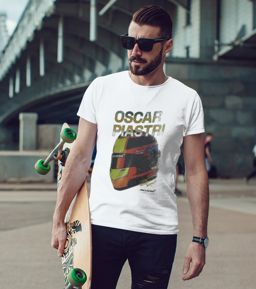 Oscar Piastri McLaren Helmet Design Racing Memorabilia T-Shirt