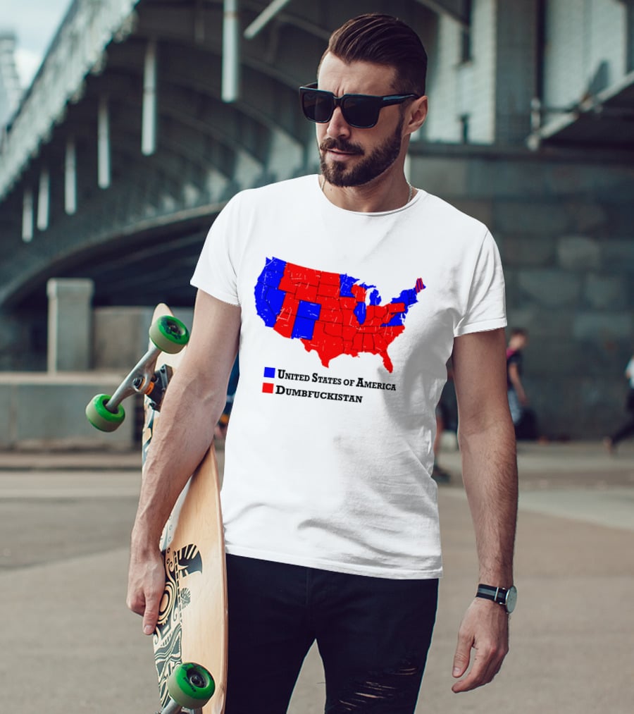 United States Of America Dumbfuckistan Map Red Blue States T-Shirt