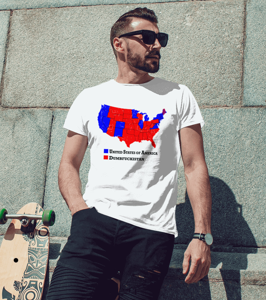 United States Of America Dumbfuckistan Map Red Blue States T-Shirt
