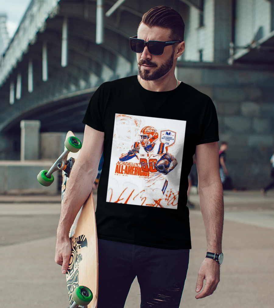 Academic All American Hank Beatty 80 Illinois Fighting Illini Football Team T-Shirt