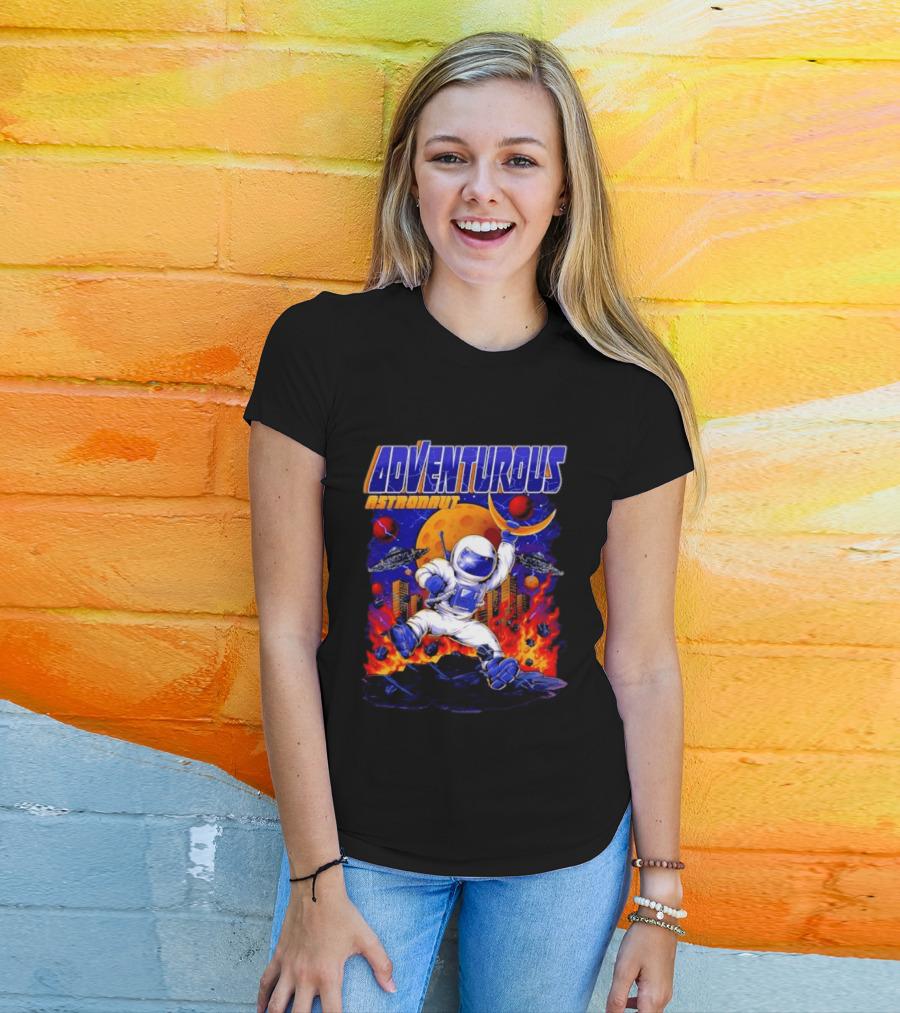 Adventurous Astronaut Moon Adventure Galaxy Exploration Space Suit T-Shirt