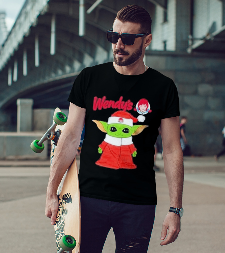 Wendy's Baby Yoda Santa Christmas T-Shirt