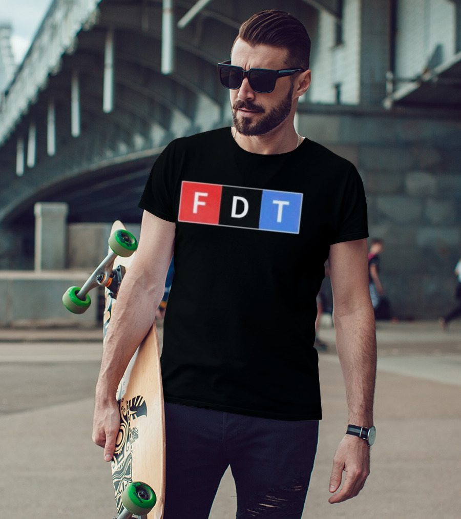 FDT Anti Trump Red Black Blue Block Letters T-Shirt