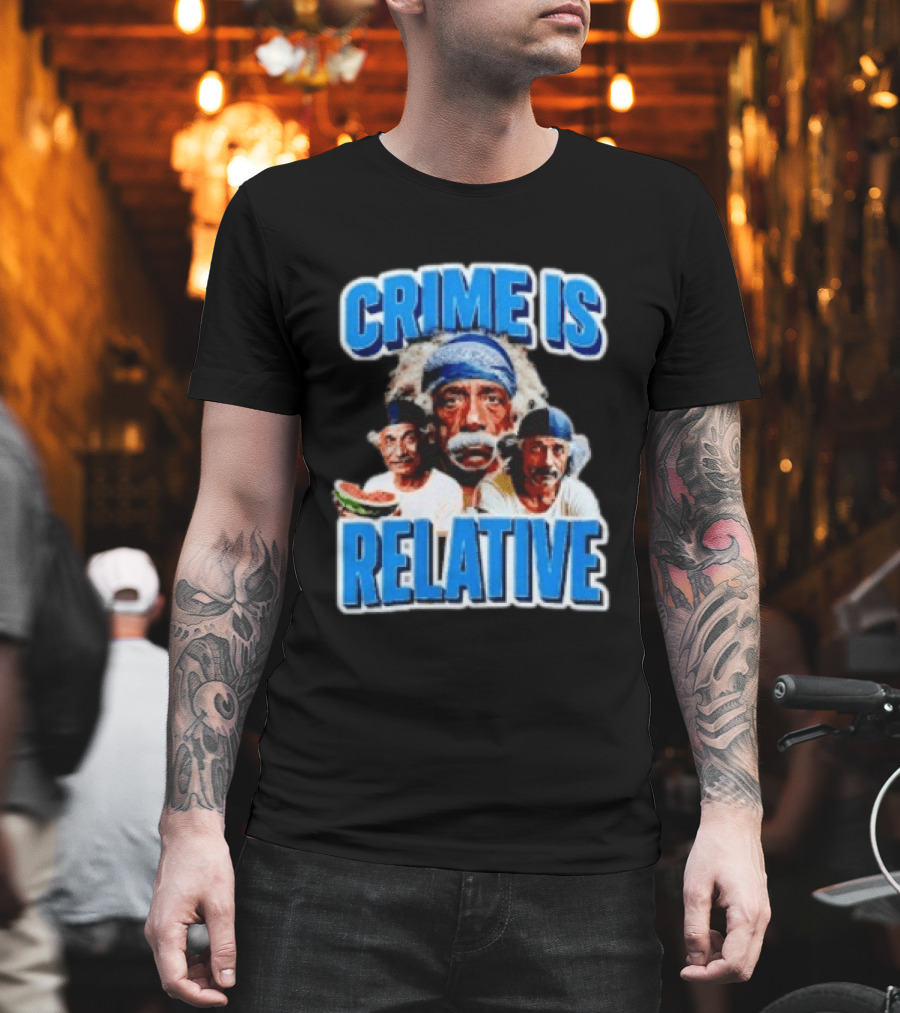 Crime Is Relative Albert Einstein Bandana Blue Font T-Shirt