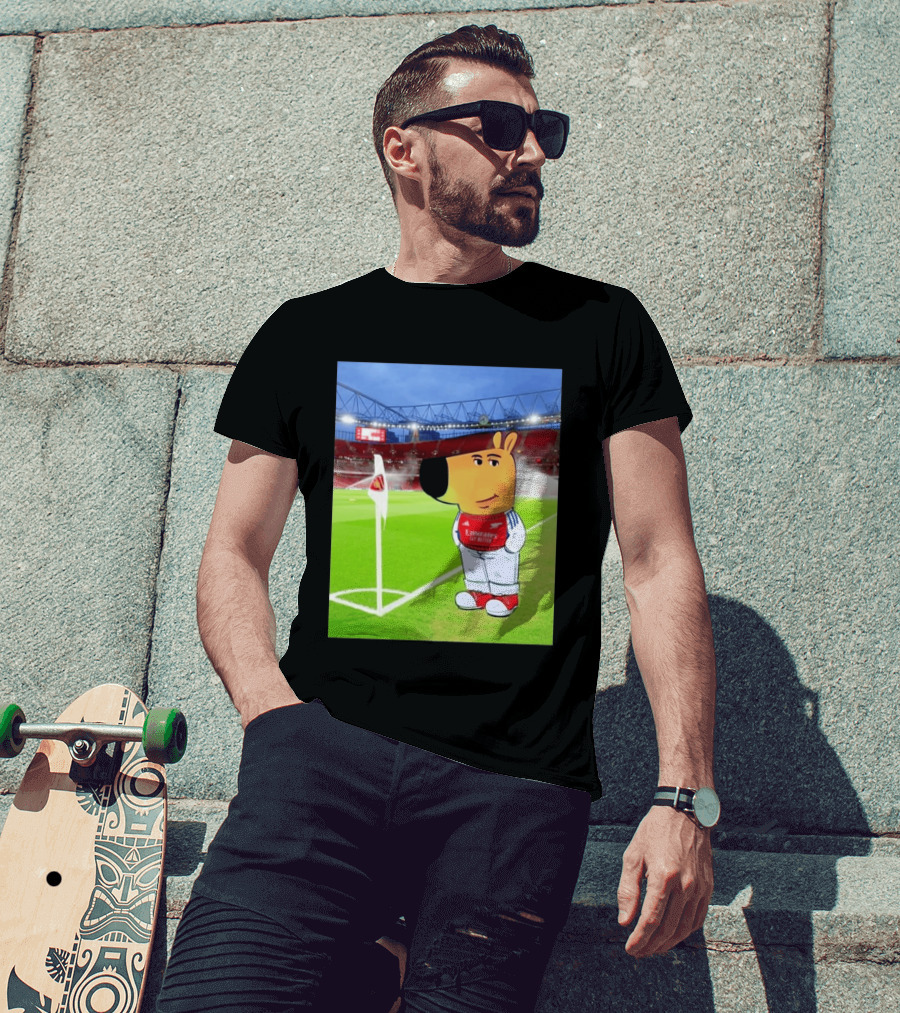 Chill Cartoon Dog In Arsenal Kit At Stadium Awaiting UCL Victory T-Shirt