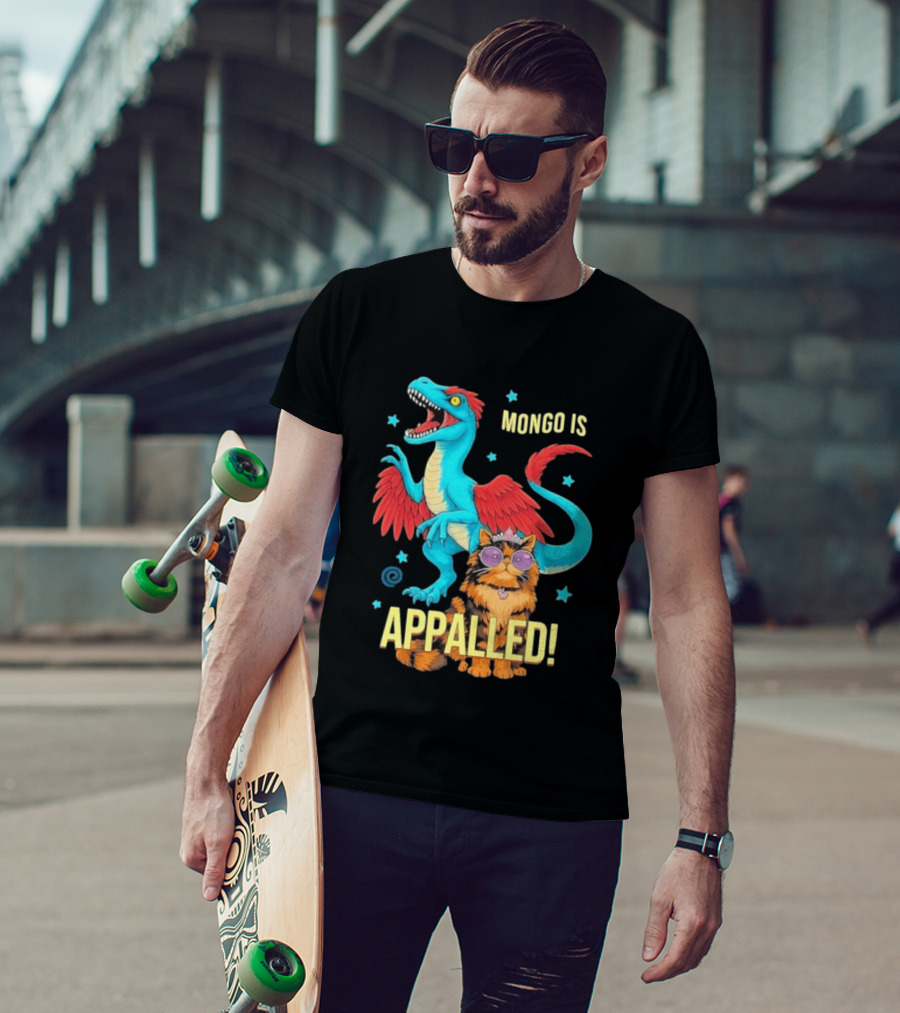 Mongo Is Appalled Princess Cat Riding Dinosaur With Stars T-Shirt