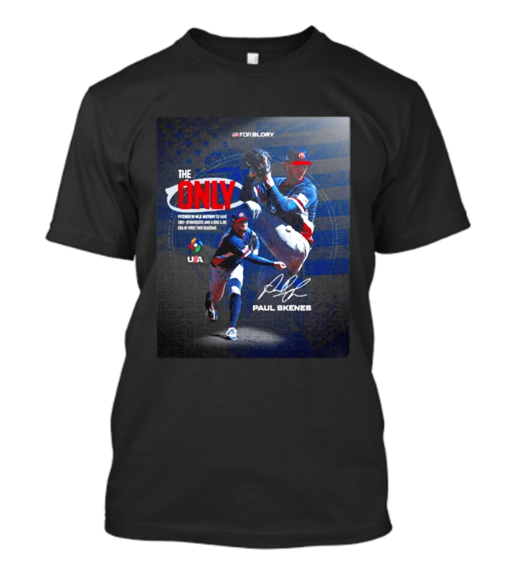 FORGLORY USA Baseball Paul Skenes The Only Pitcher In MLB History 380 Strikeouts And Sub 3.00 ERA T-Shirt