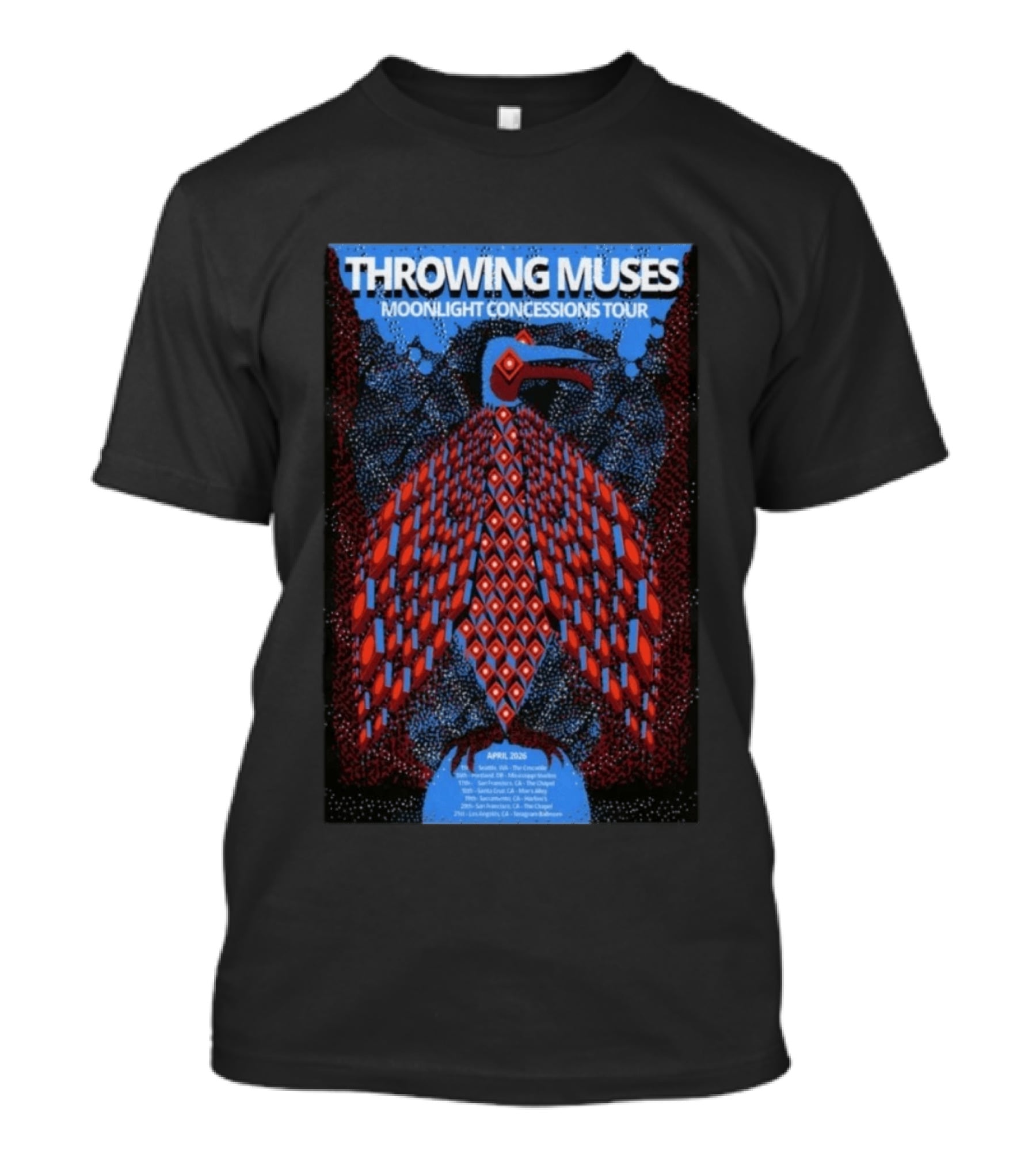 Throwing Muses Moonlight Concessions Tour April 2026 Bird T-Shirt