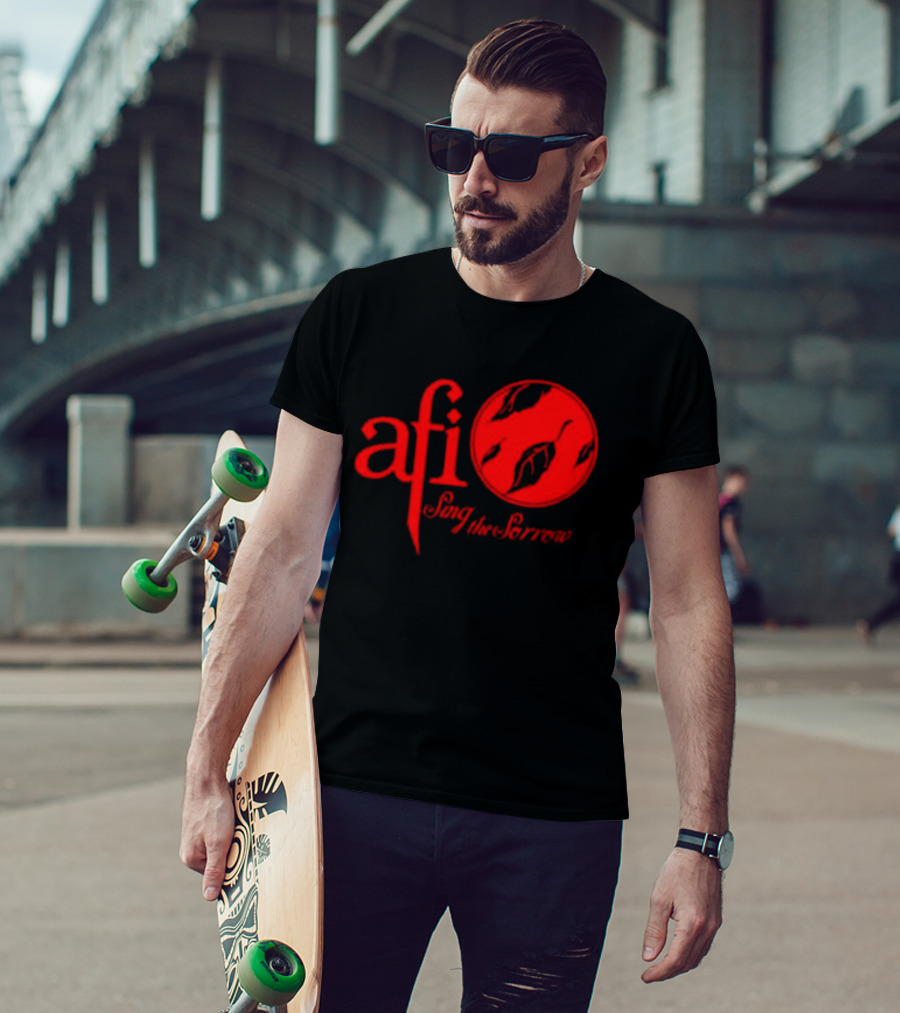 AFI Sing The Sorrow Red Logo And Globe T-Shirt