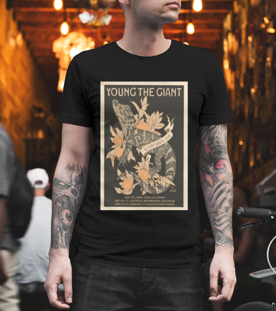 Young The Giant Victory Garden Tour 2026 Lizard And Oranges FL Tour Dates T-Shirt