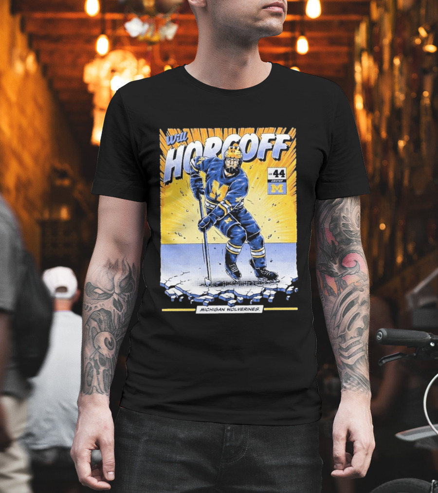 Michigan Wolverines Will Horcoff 44 Center Hockey Comic T-Shirt
