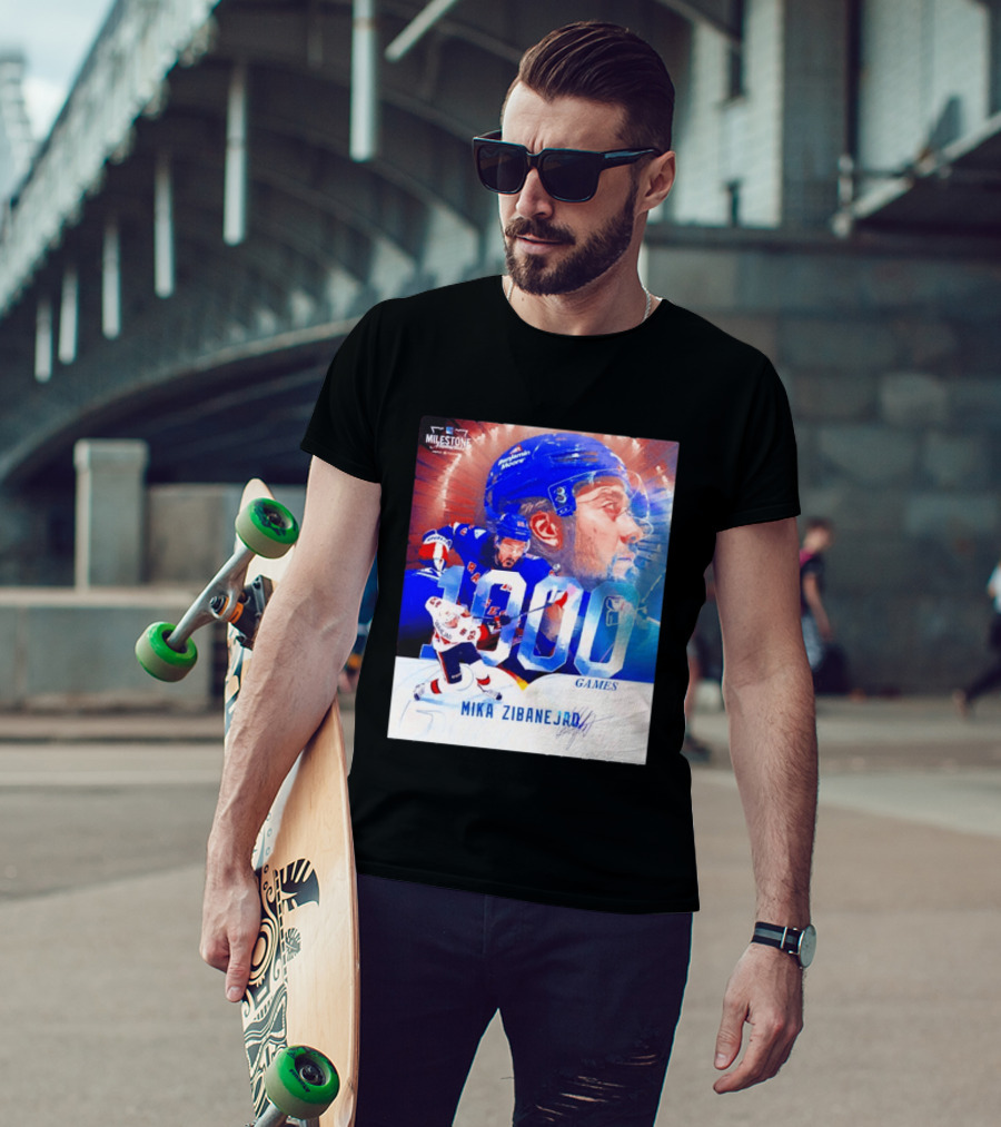 Mika Zibanejad New York Rangers 1000 Games Milestone NHL Career Celebration T-Shirt