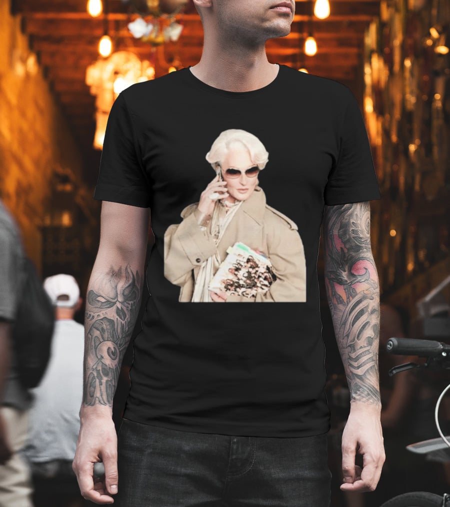 Miranda Priestly Iconic Fashion Boss with Sunglasses and Phone T-Shirt