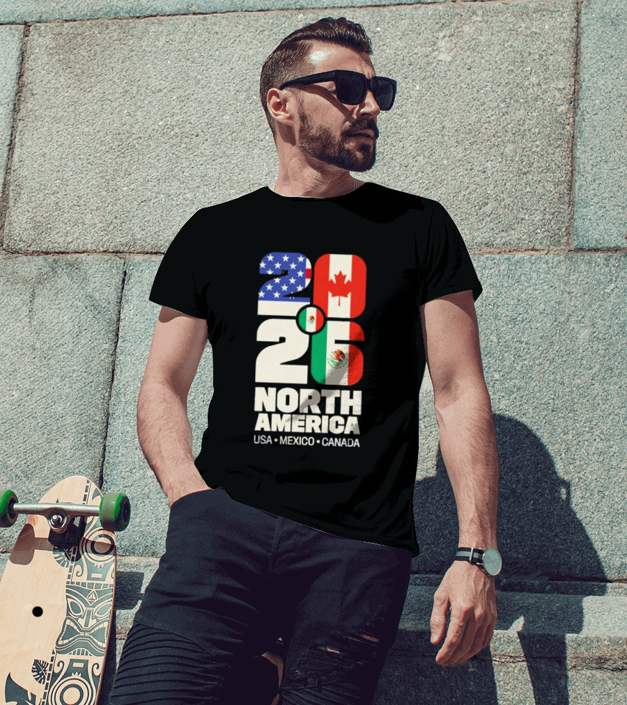 FIFA World Cup 2026 North America USA Mexico Canada Flags T-Shirt