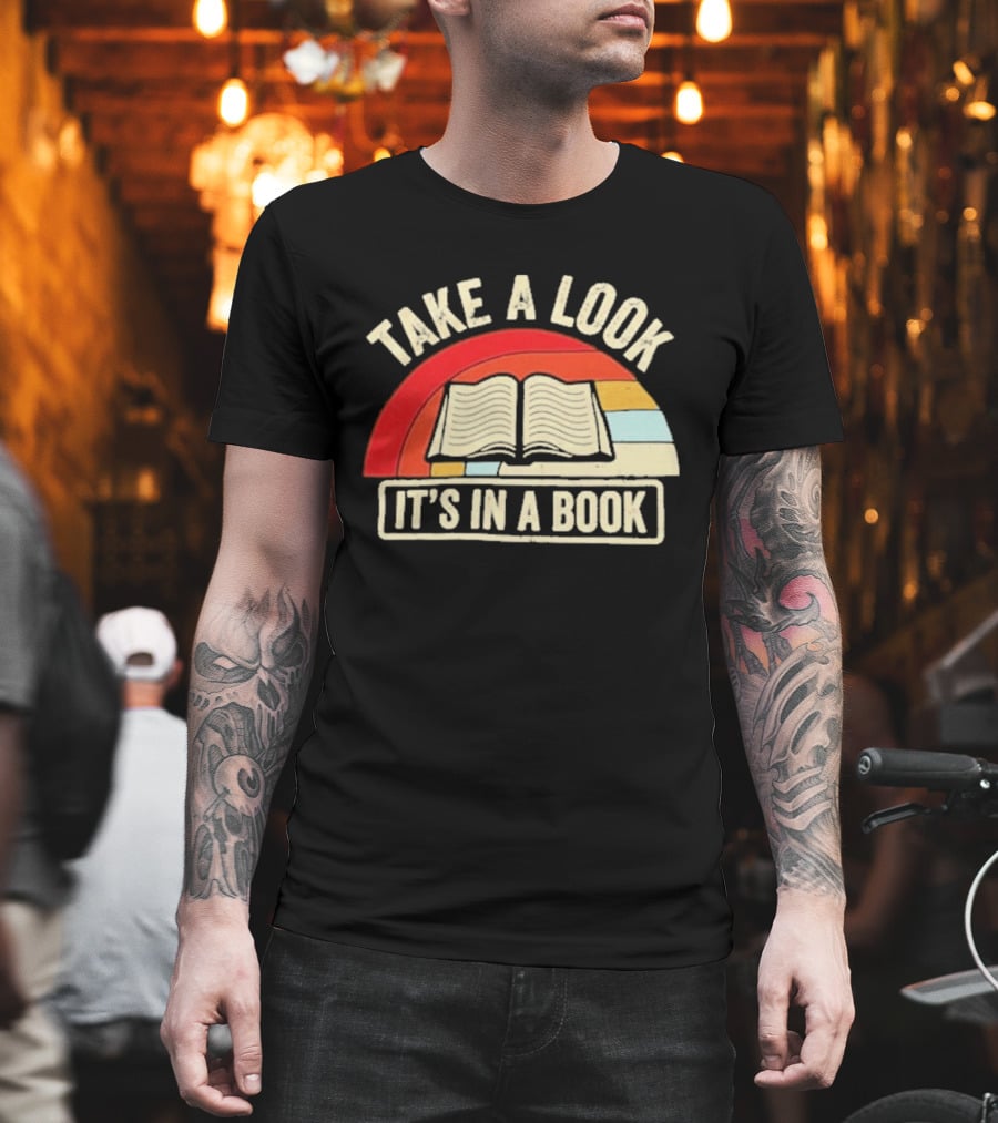 Take A Look It's In A Book Open Book and Rainbow T-Shirt