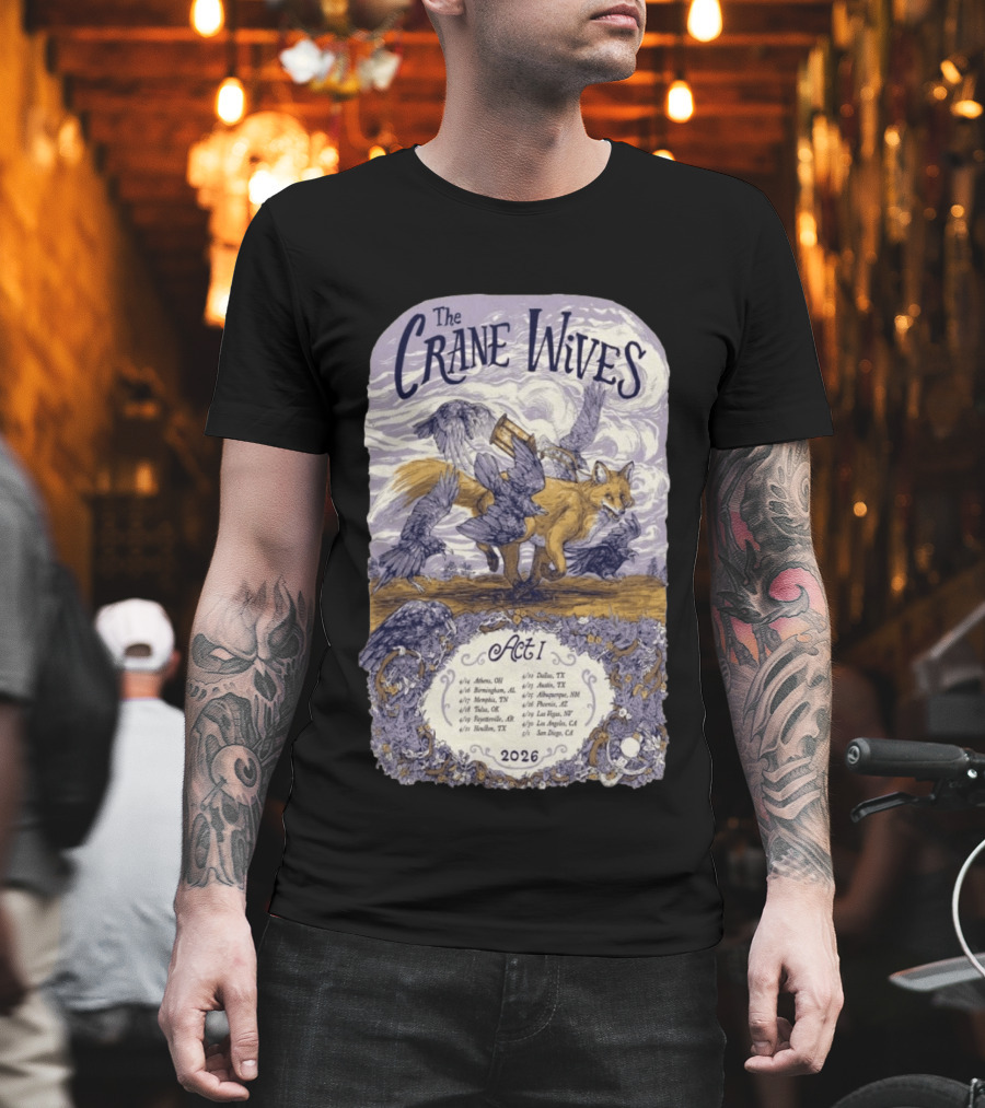 The Crane Wives Act I Tour 2026 Fox and Birds Concert T-Shirt