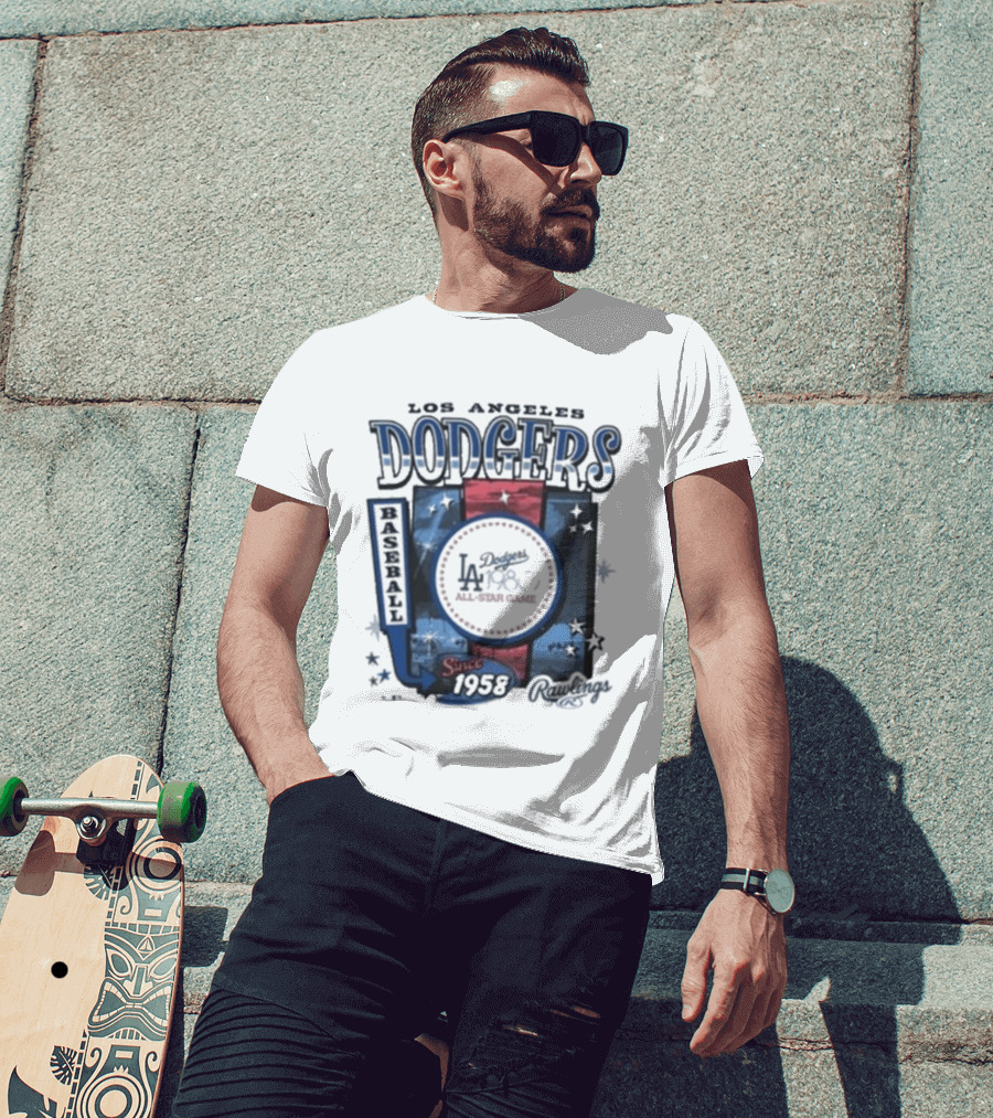 Los Angeles Dodgers Baseball Since 1958 Cooperstown Rawlings 47 T-Shirt