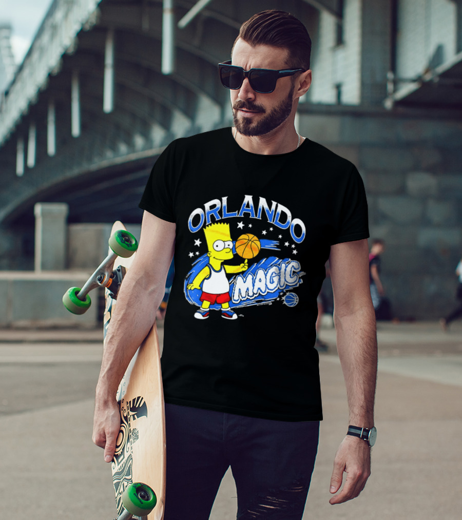 Bart Simpsons Orlando Magic NBA Basketball Cartoon T-Shirt