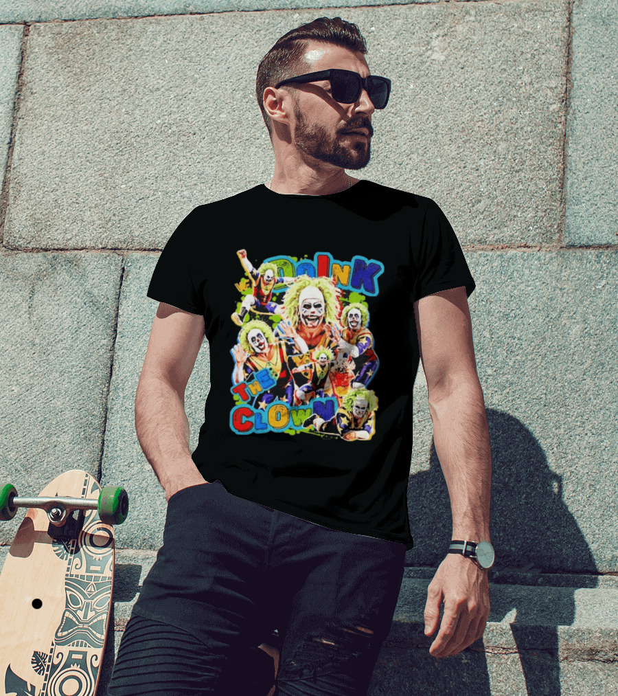 Doink The Clown WWE Wrestler Colorful Collage T-Shirt