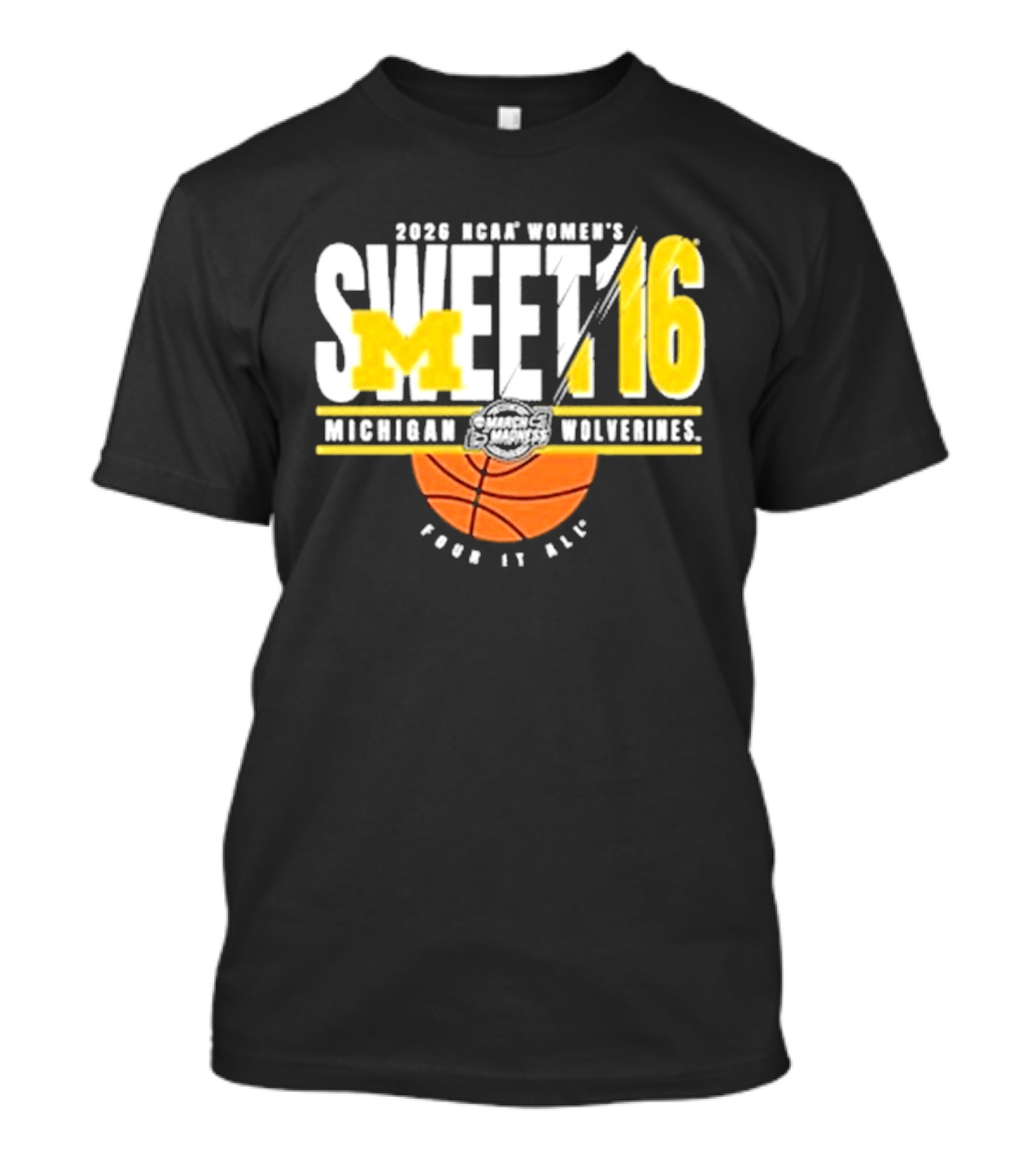 2026 NCAA Women's Sweet 16 Michigan Wolverines Basketball Go Blue T-Shirt