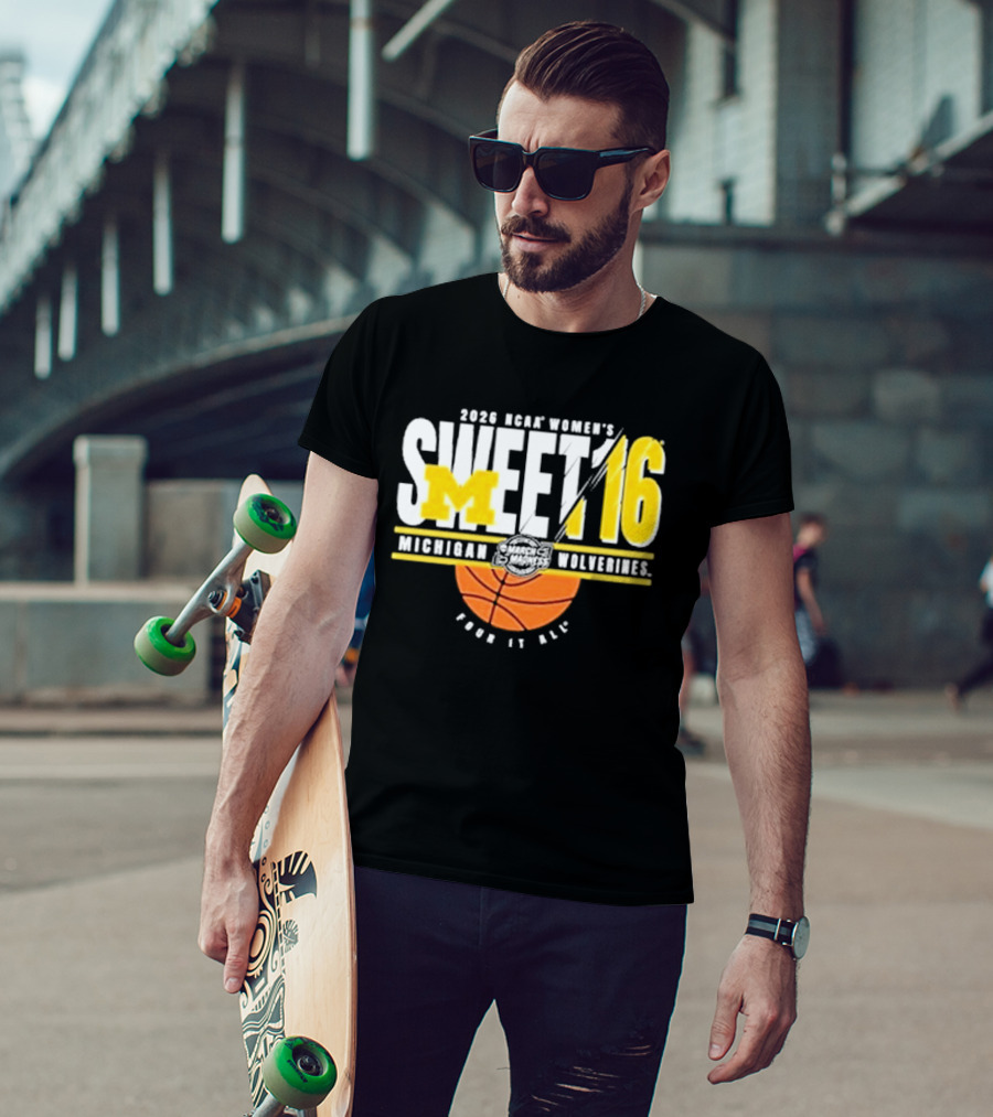 2026 NCAA Women's Sweet 16 Michigan Wolverines Basketball Go Blue T-Shirt