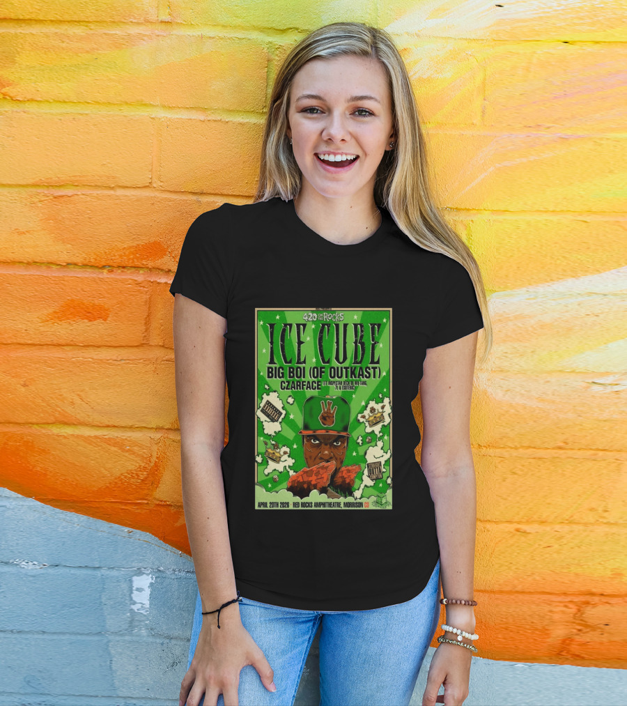 420 On The Rocks Ice Cube Big Boi Czarface Red Rocks Apr 20 2026 T-Shirt