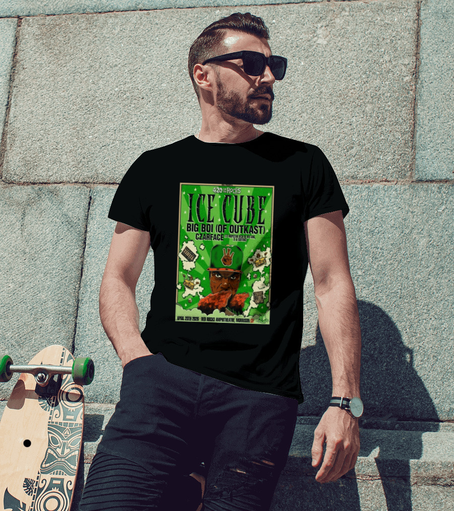 420 On The Rocks Ice Cube Big Boi Czarface Red Rocks Apr 20 2026 T-Shirt