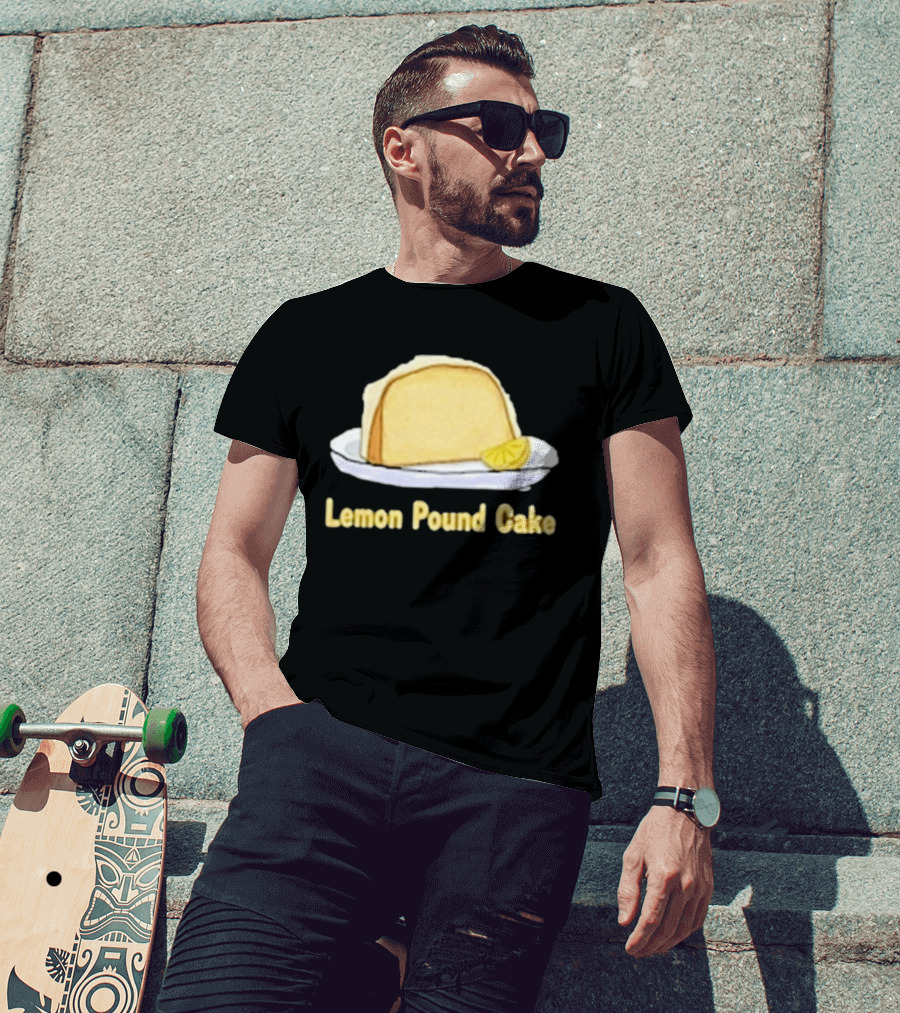 Lemon Pound Cake Slice On Plate With Lemon Wedge T-Shirt