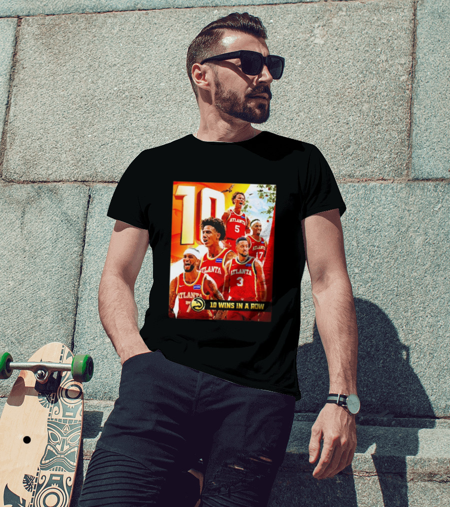 Atlanta Hawks NBA 10 Wins In A Row Players Celebration T-Shirt