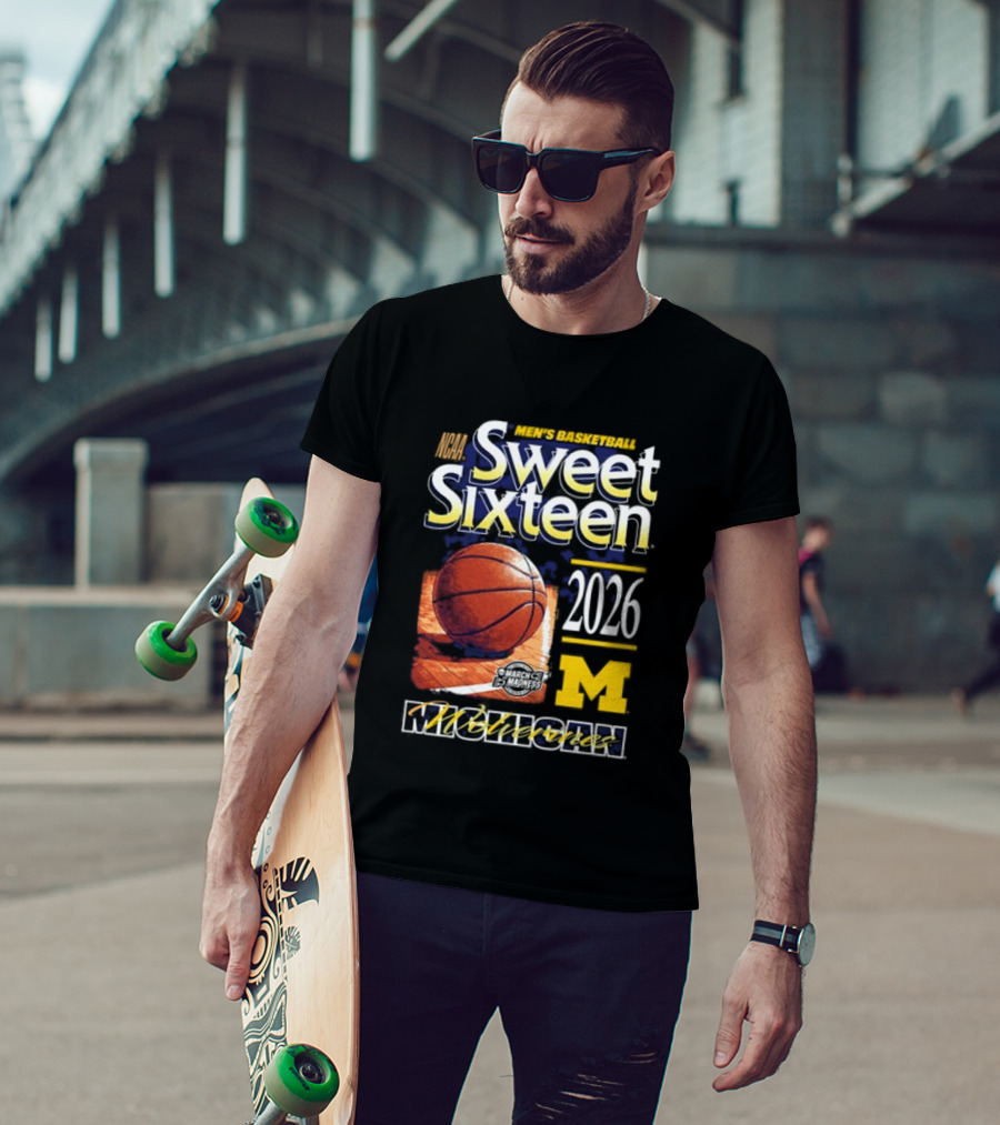 Michigan Wolverines Sweet Sixteen 2026 Basketball NCAA Bound T-Shirt