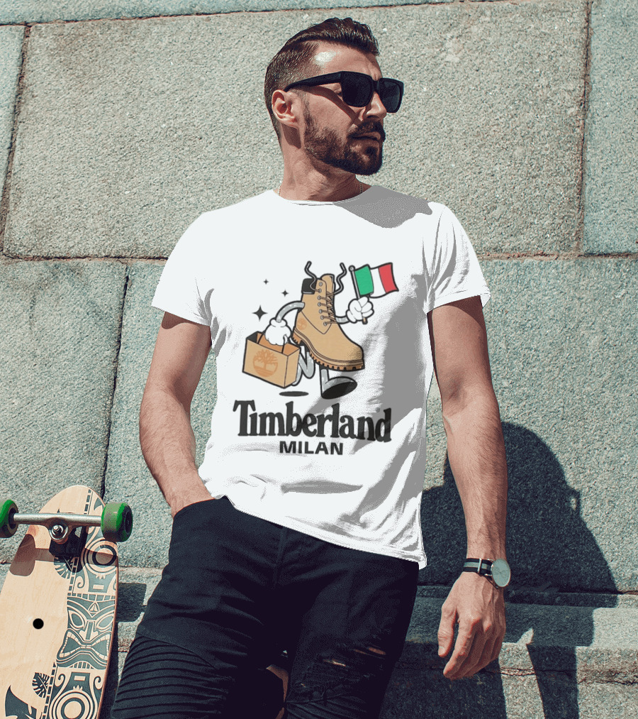 All Gender Timberland Boot Shopping With Italian Flag In Milan T-Shirt