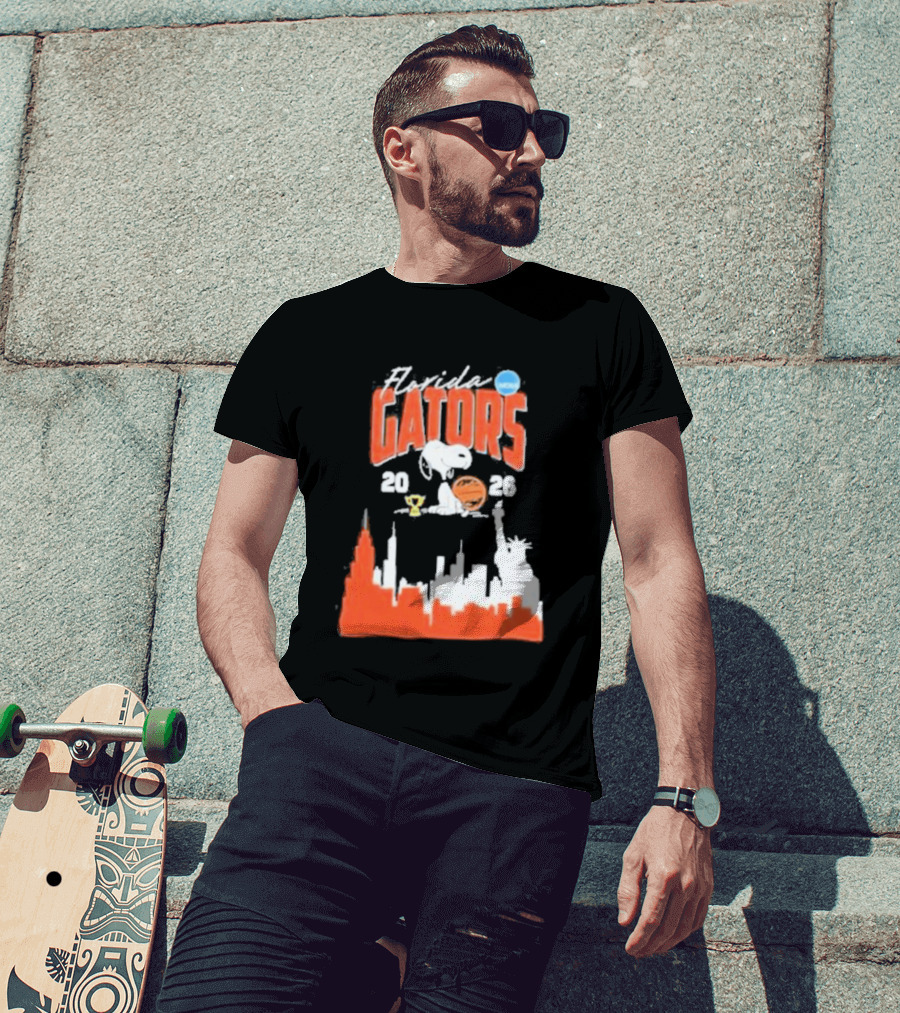 Florida Gators Snoopy Basketball 2026 NYC Skyline T-Shirt